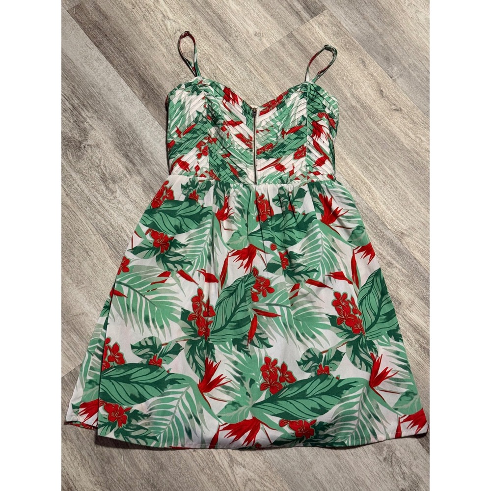 Roxy‎ Tropical Print Mini Dress, Spaghetti Strap Zipper Front, Sleeveless medium